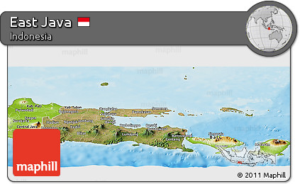 Satellite Panoramic Map of East Java, physical outside
