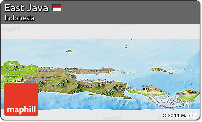 Satellite Panoramic Map of East Java, physical outside