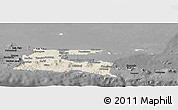 Shaded Relief Panoramic Map of East Java, darken, desaturated