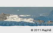 Shaded Relief Panoramic Map of East Java, darken