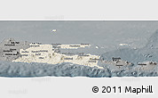 Shaded Relief Panoramic Map of East Java, darken, semi-desaturated