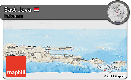 Shaded Relief Panoramic Map of East Java