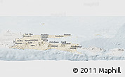 Shaded Relief Panoramic Map of East Java, lighten, semi-desaturated