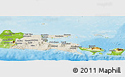 Shaded Relief Panoramic Map of East Java, physical outside