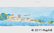 Shaded Relief Panoramic Map of East Java, political outside