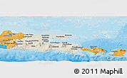 Shaded Relief Panoramic Map of East Java, political shades outside