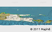 Shaded Relief Panoramic Map of East Java, satellite outside
