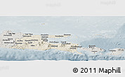 Shaded Relief Panoramic Map of East Java, semi-desaturated