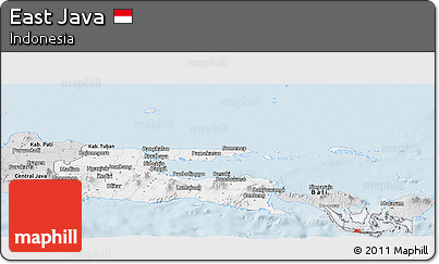 Silver Style Panoramic Map of East Java
