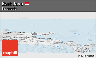 Silver Style Panoramic Map of East Java