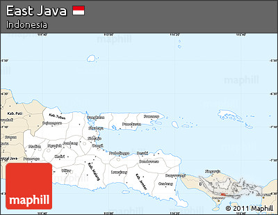 Classic Style Simple Map of East Java