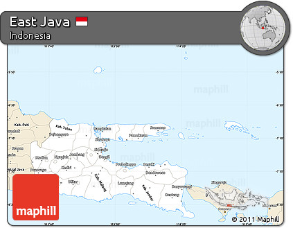 Classic Style Simple Map of East Java