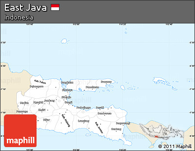 Classic Style Simple Map of East Java, single color outside