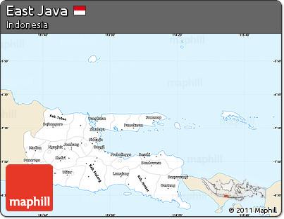 Classic Style Simple Map of East Java, single color outside