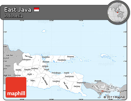 Gray Simple Map of East Java