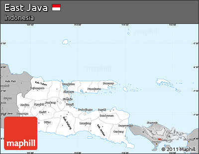 Gray Simple Map of East Java