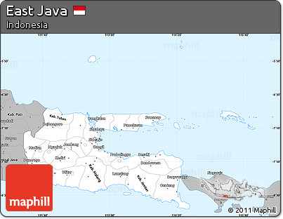 Gray Simple Map of East Java