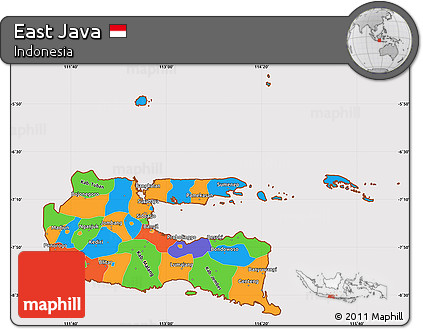 Political Simple Map of East Java, cropped outside