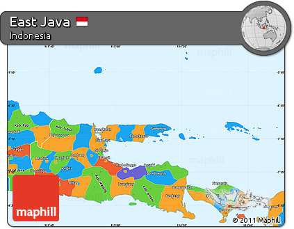 Political Simple Map of East Java