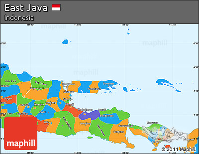 Political Simple Map of East Java