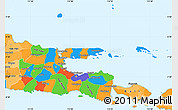 Political Simple Map of East Java, political shades outside