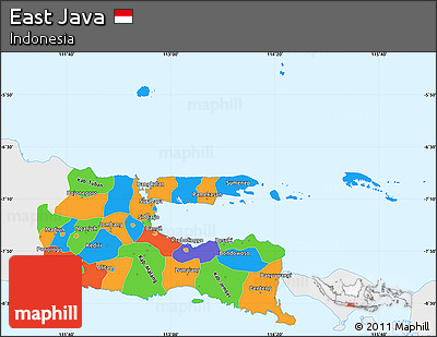 Political Simple Map of East Java, single color outside