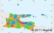 Political Simple Map of East Java, single color outside