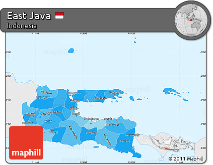 Political Shades Simple Map of East Java, single color outside