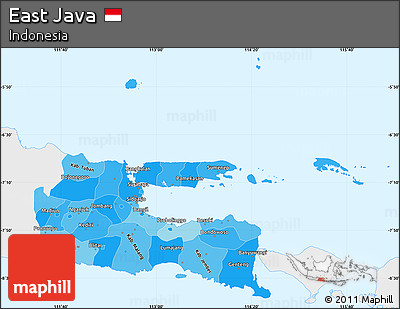 Political Shades Simple Map of East Java, single color outside