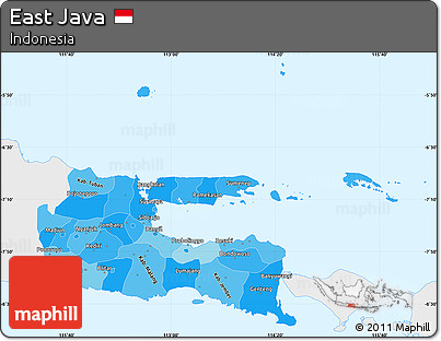 Political Shades Simple Map of East Java, single color outside