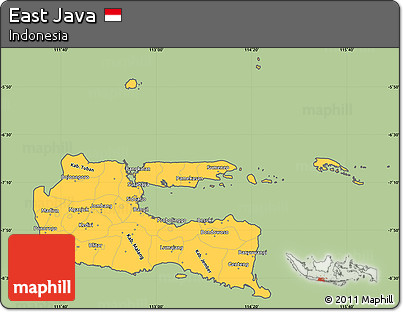 Savanna Style Simple Map of East Java, cropped outside