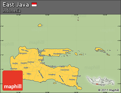 Savanna Style Simple Map of East Java, cropped outside