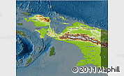 Physical 3D Map of Irian Jaya, darken