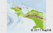 Physical 3D Map of Irian Jaya, lighten