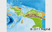 Physical 3D Map of Irian Jaya, political shades outside