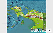 Physical 3D Map of Irian Jaya, satellite outside