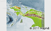 Physical 3D Map of Irian Jaya, semi-desaturated