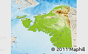 Physical Map of Kab. Sorong, shaded relief outside