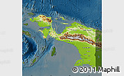 Physical Map of Irian Jaya, darken