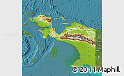 Physical Map of Irian Jaya, satellite outside