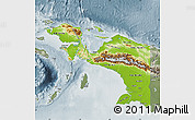 Physical Map of Irian Jaya, semi-desaturated