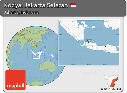 Savanna Style Location Map of Kodya. Jakarta Selatan, highlighted country, highlighted parent region