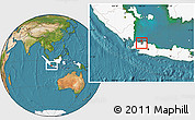 Satellite Location Map of Kodya. Jakarta Utara, highlighted country, highlighted parent region