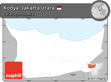 Gray Simple Map of Kodya. Jakarta Utara