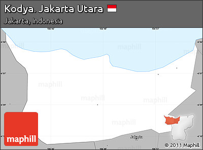 Gray Simple Map of Kodya. Jakarta Utara