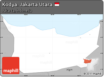 Gray Simple Map of Kodya. Jakarta Utara