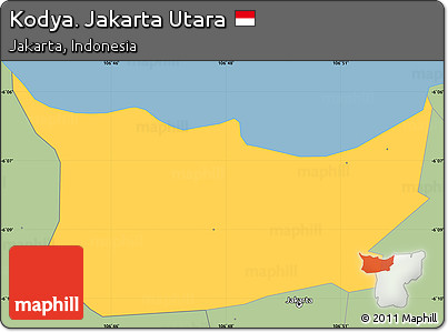 Savanna Style Simple Map of Kodya. Jakarta Utara