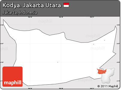 Silver Style Simple Map of Kodya. Jakarta Utara, cropped outside