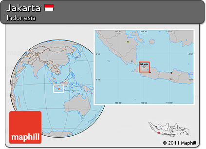 Gray Location Map of Jakarta