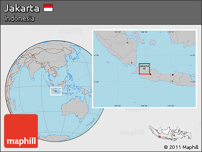 Gray Location Map of Jakarta